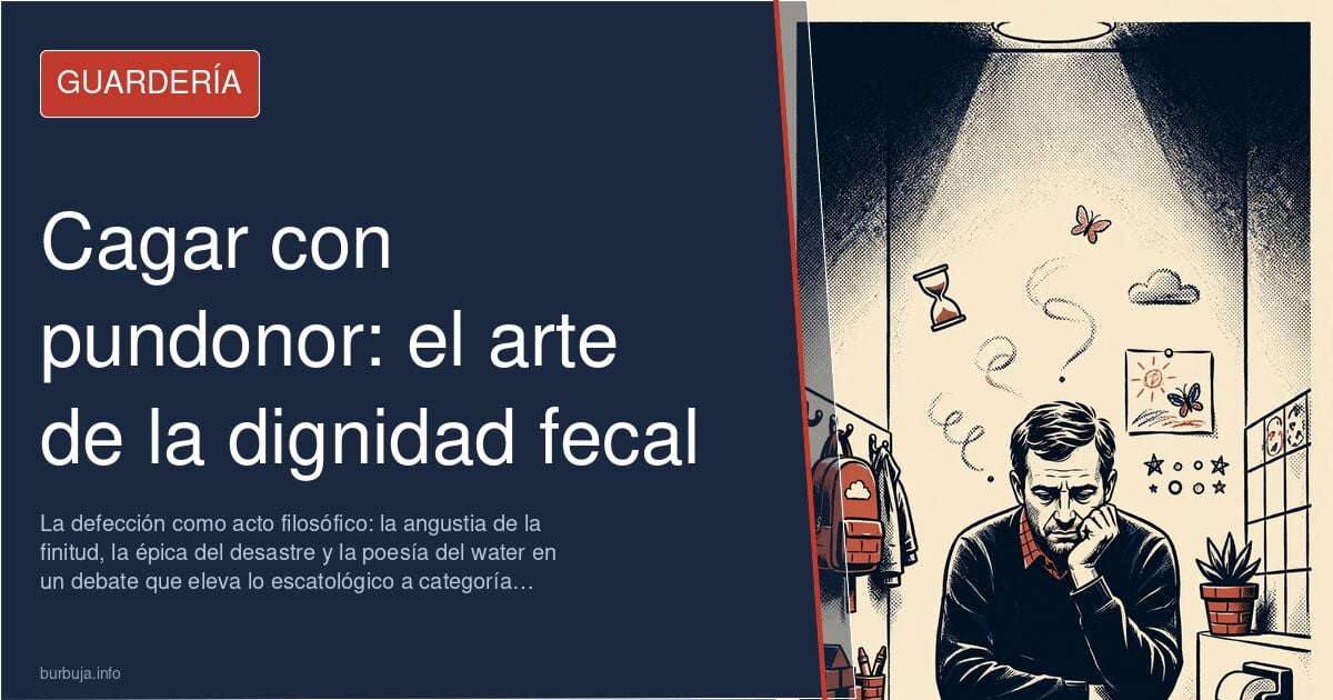 Ilustración conceptual de un inodoro con elementos filosóficos y poéticos, representando el debate sobre la dignidad del acto