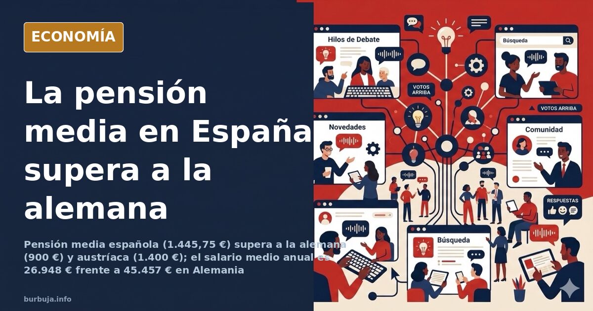 Comparativa en barras del salario medio anual bruto de España, Suecia, Alemania, Austria y Países Bajos sobre fondo azul mari