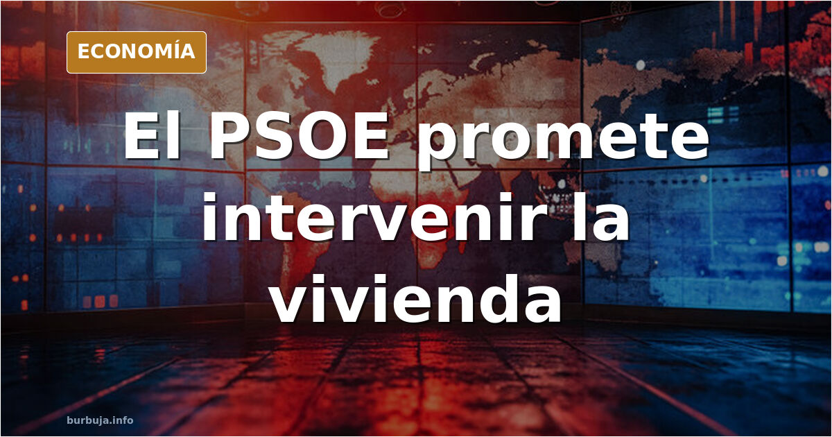 Ilustración editorial de una grúa sobre una promoción inacabada y una fila de bloques de vivienda pública bajo luz dorada