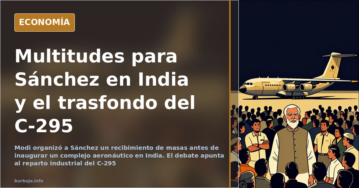 Multitud durante el recibimiento oficial a Pedro Sánchez en su visita a India