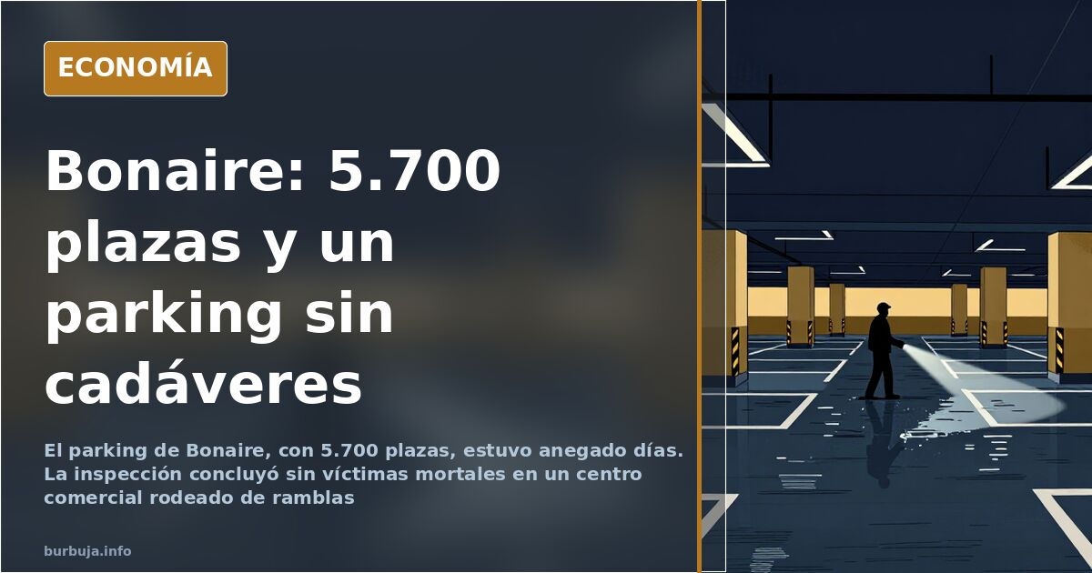 Aparcamiento subterráneo inundado del centro comercial Bonaire en Aldaia, con 5.700 plazas anegadas y vehículos cubiertos de 