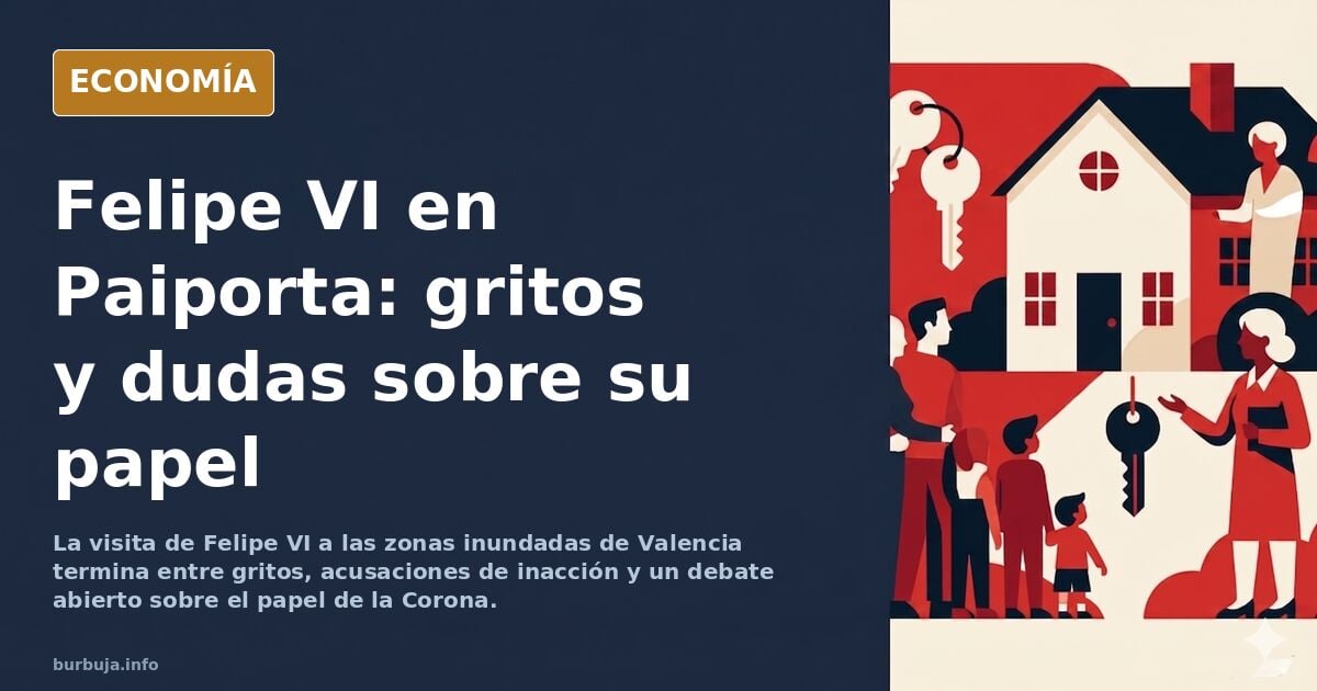 Felipe VI entre vecinos en una calle cubierta de barro en Paiporta durante su visita a las zonas inundadas por la riada