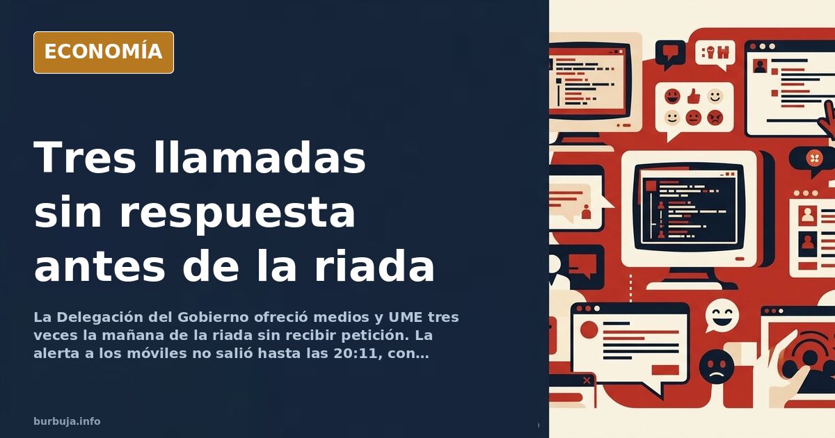 Ilustración editorial de un teléfono institucional sin respuesta frente a un mapa de barrancos anegados y líneas de tiempo de