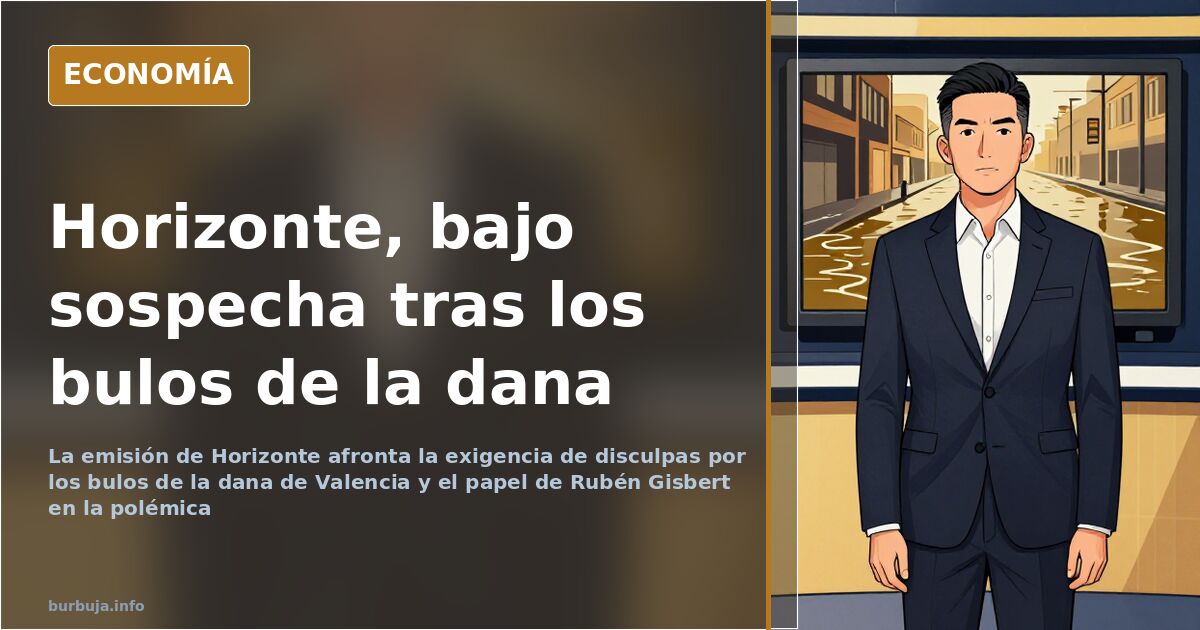 Plató de televisión nocturno con focos y pantallas encendidas durante la polémica de Horizonte sobre la dana de Valencia
