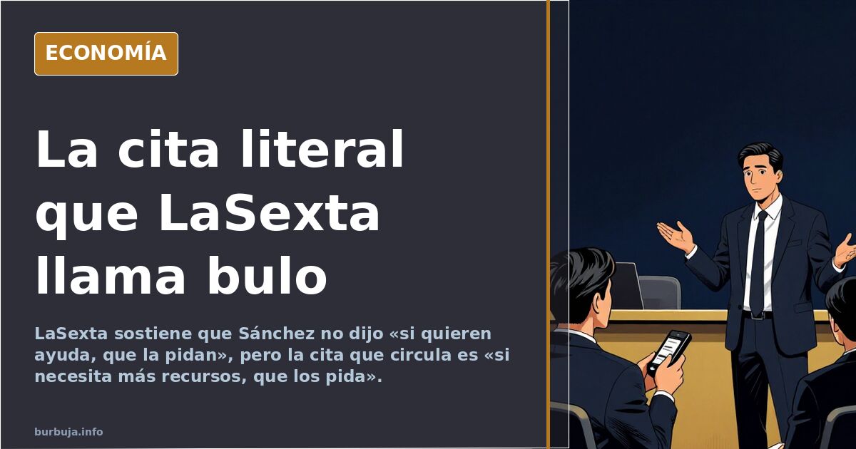 Sala de prensa con atril y micrófonos y la cita de Pedro Sánchez sobre los recursos proyectada al fondo en pantalla