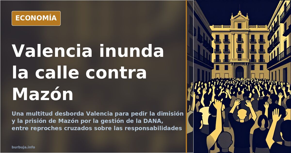 Multitud concentrada en una calle de Valencia durante la manifestación que pide la dimisión de Mazón por la gestión de la DAN