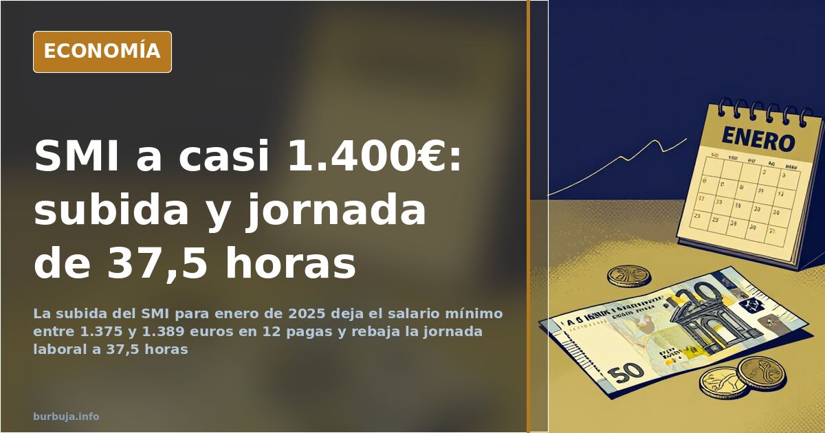 Nómina y monedas de euro junto a un calendario de enero para ilustrar la subida del salario mínimo interprofesional