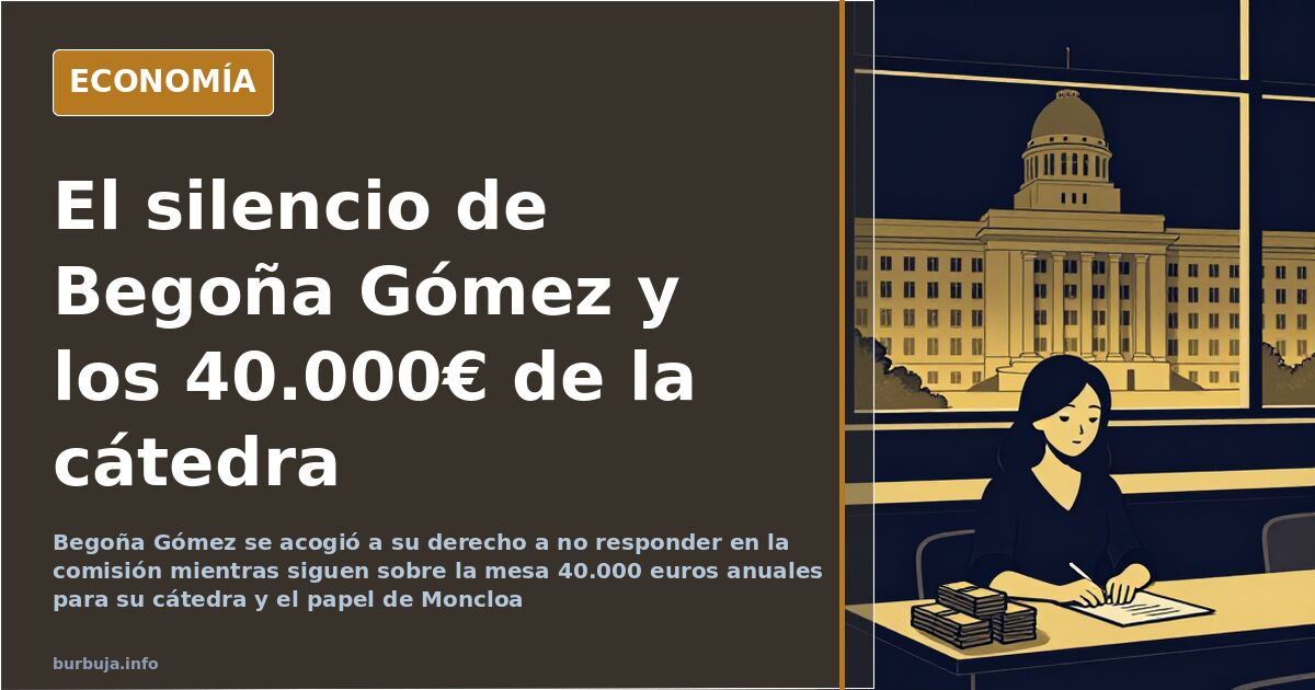 Begoña Gómez durante su comparecencia ante la comisión, con gesto serio y sin responder a las preguntas formuladas