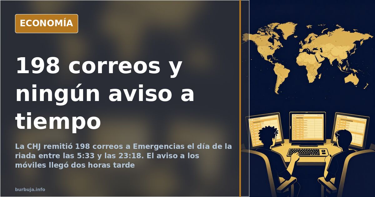 Bandeja de entrada con 198 correos de la Confederación Hidrográfica del Júcar al centro de emergencias el día de la riada