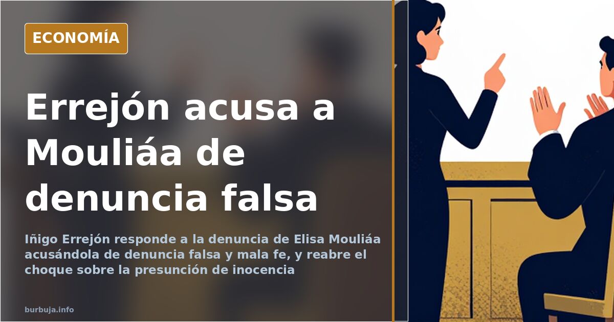Ilustración editorial de un banquillo judicial por la acusación de denuncia falsa de Errejón a Elisa Mouliáa