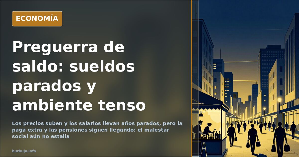 Calle comercial concurrida con escaparates iluminados, telón de fondo del ambiente de preguerra que se analiza