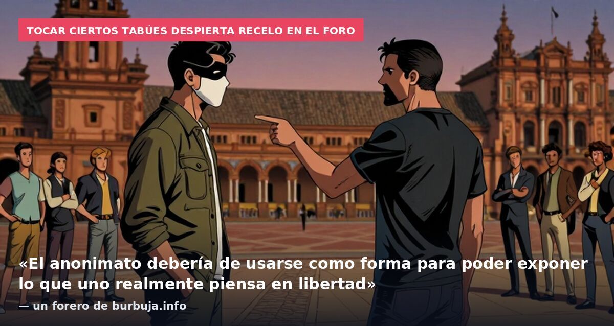 Tocar ciertos tabúes despierta recelo en el foro: «El anonimato debería de usarse como forma para poder exponer lo que uno realmente piensa en libertad» — un forero de burbuja.info