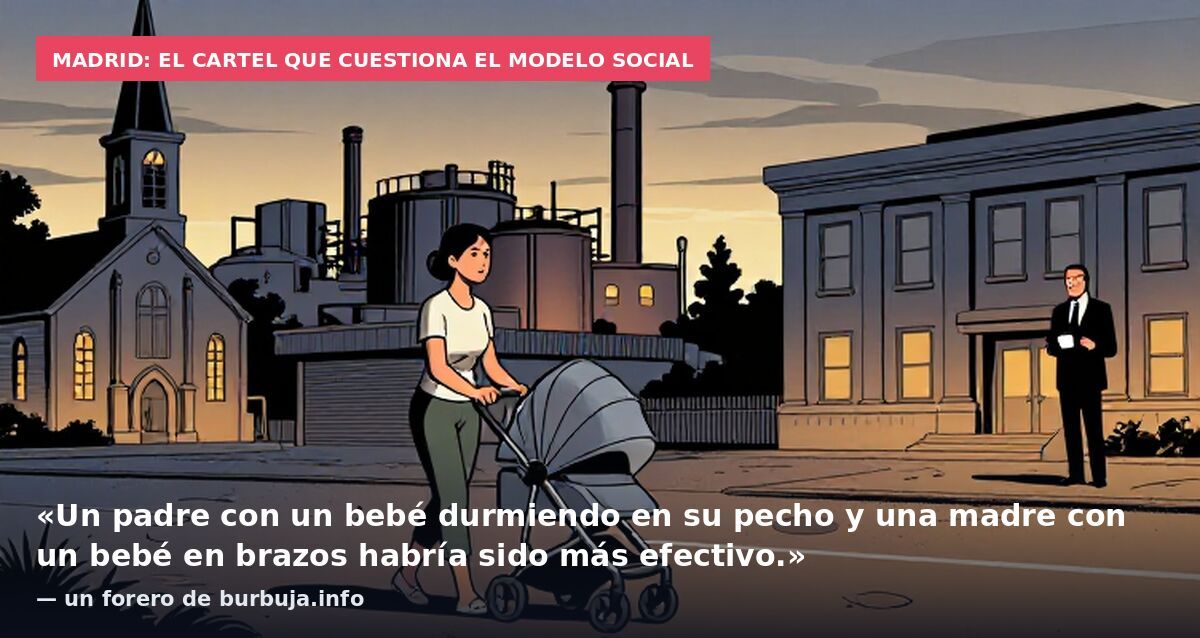 Madrid: el cartel que cuestiona el modelo social: «Un padre con un bebé durmiendo en su pecho y una madre con un bebé en brazos habría sido más efectivo.» — un forero de burbuja.info