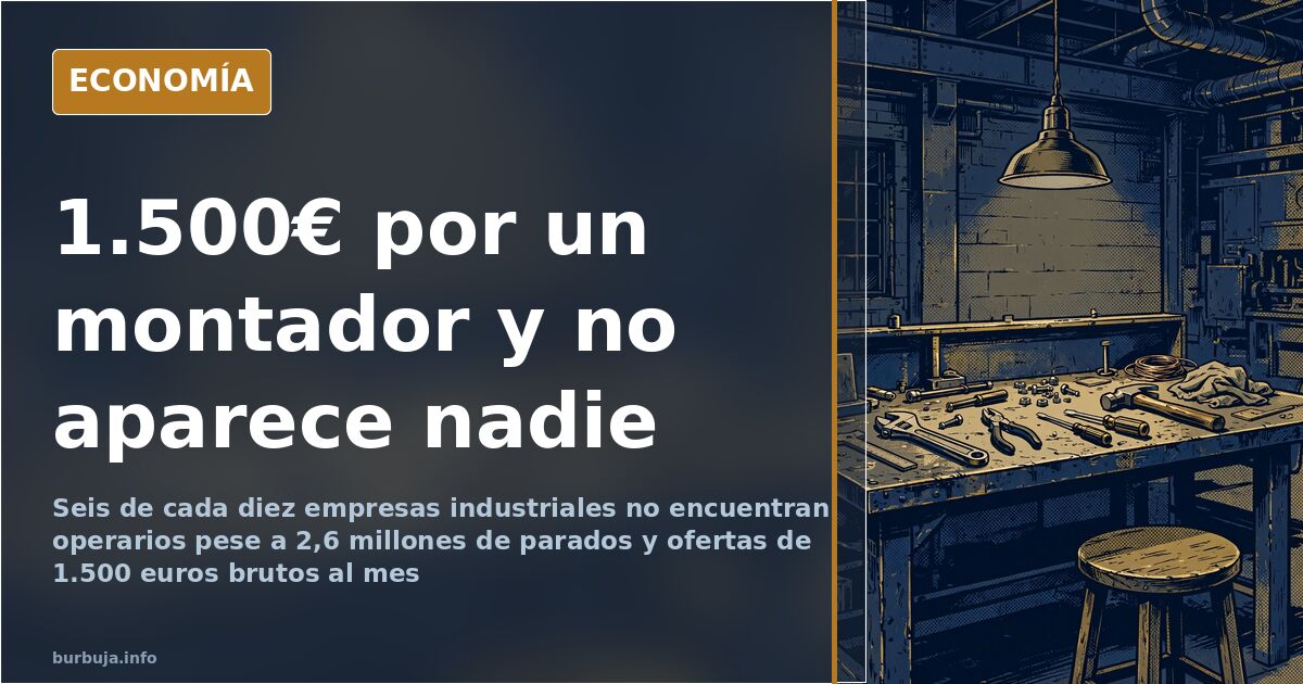 Nave industrial con puestos de soldadura y montaje vacíos, reflejo de la falta de mano de obra cualificada en el sector indus