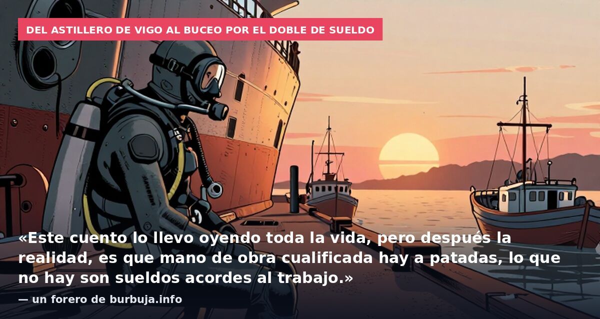 Del astillero de Vigo al buceo por el doble de sueldo: «Este cuento lo llevo oyendo toda la vida, pero después la realidad, es que mano de obra cualificada hay a patadas, lo que no hay son sueldos acordes al trabajo.» — un forero de burbuja.info