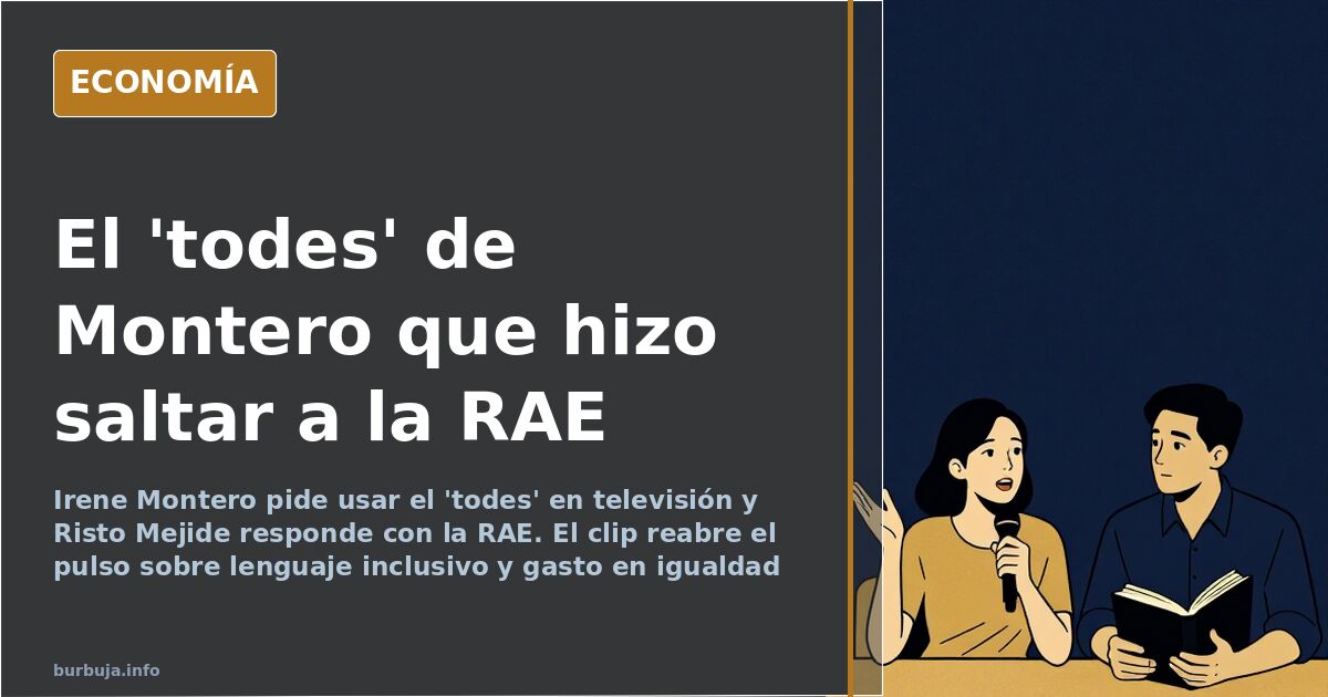 Dos personas conversando en un plató de televisión durante una entrevista sobre el uso del lenguaje inclusivo y el 'todes'