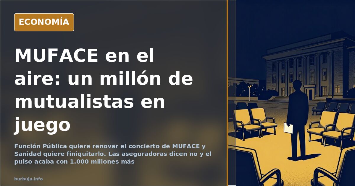 Funcionarios esperando turno en una consulta con carpetas en la mano, ilustración editorial sobre el concierto sanitario de M