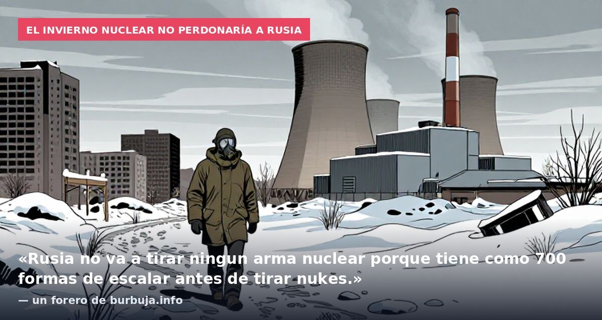 El invierno nuclear no perdonaría a Rusia: «Rusia no va a tirar ningun arma nuclear porque tiene como 700 formas de escalar antes de tirar nukes.» — un forero de burbuja.info