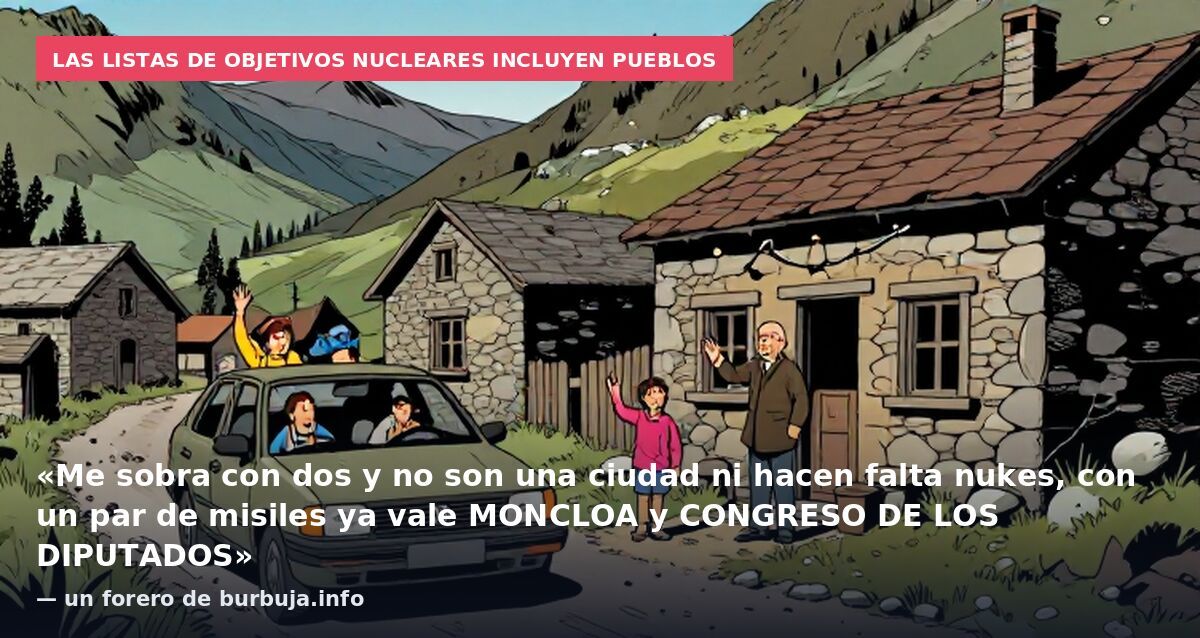 Las listas de objetivos nucleares incluyen pueblos: «Me sobra con dos y no son una ciudad ni hacen falta nukes, con un par de misiles ya vale MONCLOA y CONGRESO DE LOS DIPUTADOS» — un forero de burbuja.info