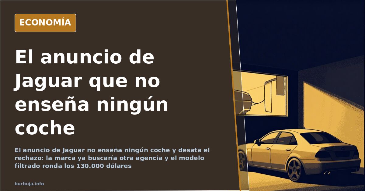 Escena editorial de un anuncio de Jaguar sin coche a la vista y una berlina de lujo cubierta por una tela