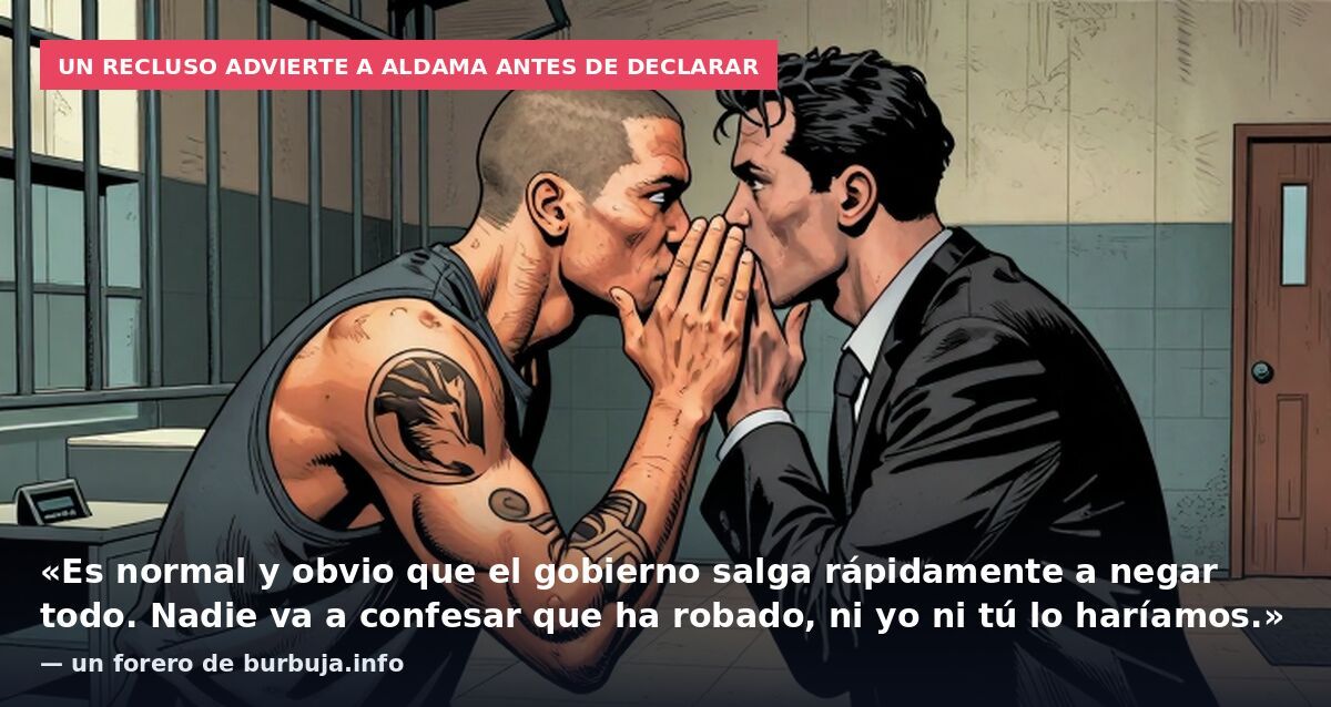Un recluso advierte a Aldama antes de declarar: «Es normal y obvio que el gobierno salga rápidamente a negar todo. Nadie va a confesar que ha robado, ni yo ni tú lo haríamos.» — un forero de burbuja.info