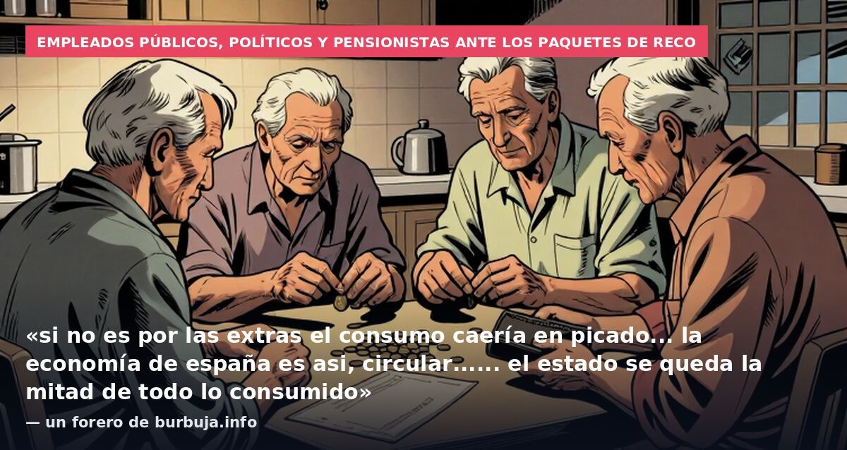 Empleados públicos, políticos y pensionistas ante los paquetes de reco: «si no es por las extras el consumo caería en picado... la economía de españa es asi, circular...... el estado se queda la mitad de todo lo consumido» — un forero de burbuja.info