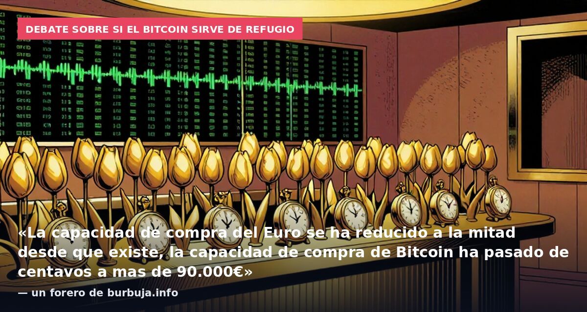 Debate sobre si el bitcoin sirve de refugio: «La capacidad de compra del Euro se ha reducido a la mitad desde que existe, la capacidad de compra de Bitcoin ha pasado de centavos a mas de 90.000€» — un forero de burbuja.info