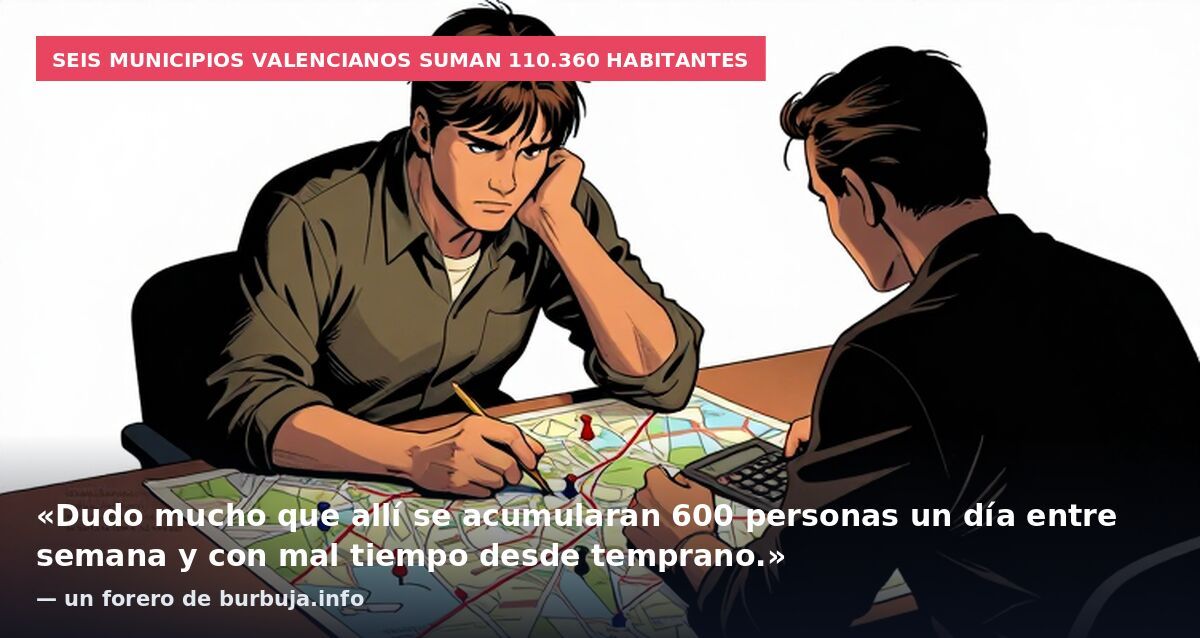 Seis municipios valencianos suman 110.360 habitantes: «Dudo mucho que allí se acumularan 600 personas un día entre semana y con mal tiempo desde temprano.» — un forero de burbuja.info
