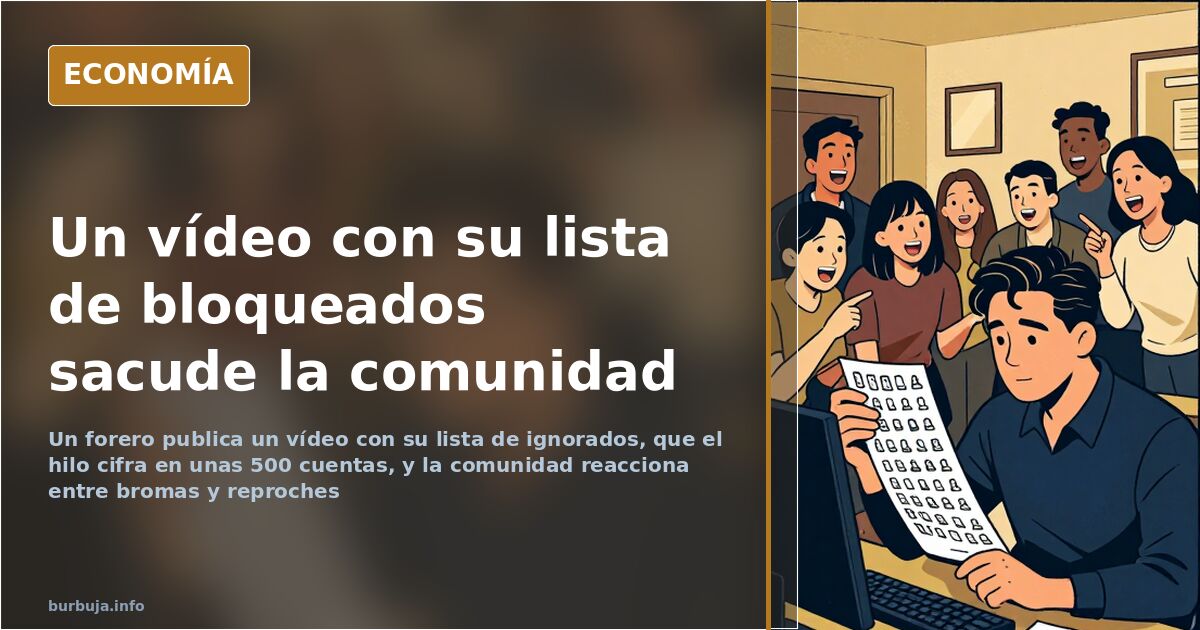 Pantalla de ordenador con una lista de cuentas bloqueadas en la interfaz de una comunidad digital y un vídeo abierto