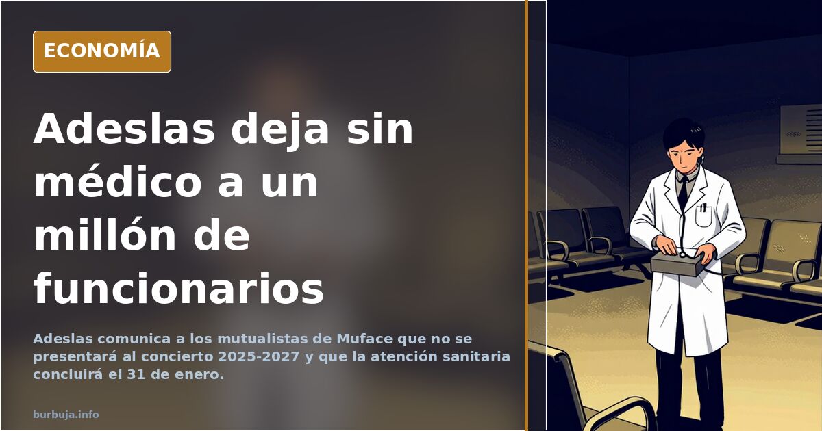 Bandeja de entrada con el correo de Adeslas que anuncia el fin de la atención sanitaria a los mutualistas de Muface