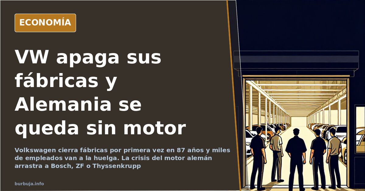Trabajadores en huelga frente a una planta de Volkswagen en Alemania tras el anuncio de cierre de fábricas