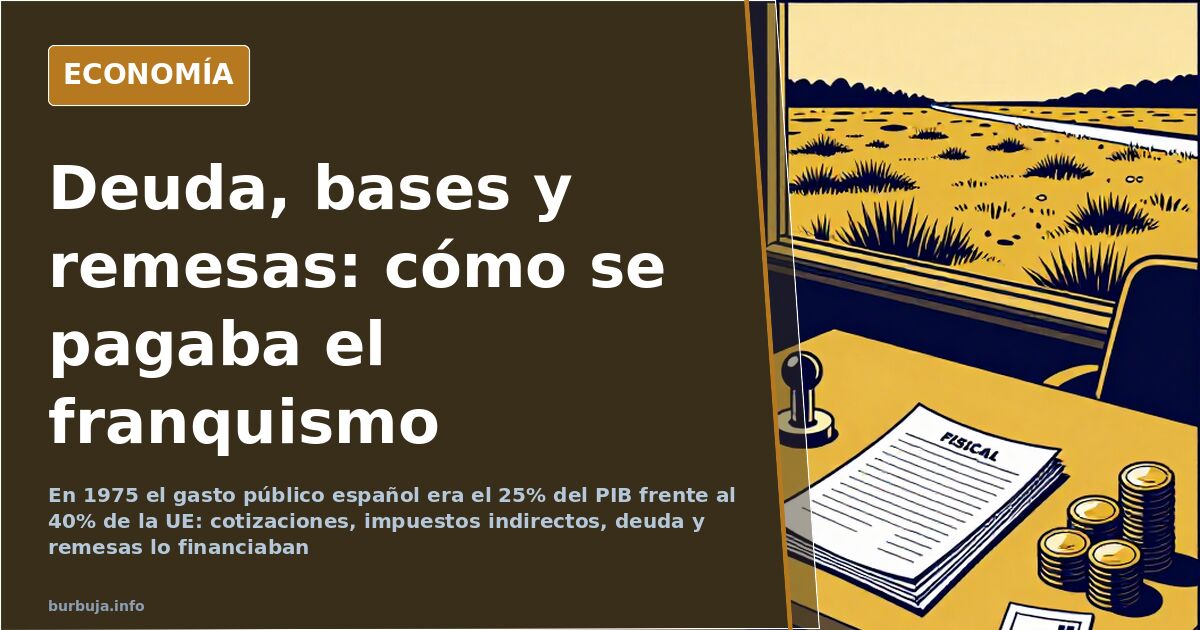 Ilustración editorial de documentos fiscales y monedas sobre un gráfico, símbolo de la financiación del gasto público