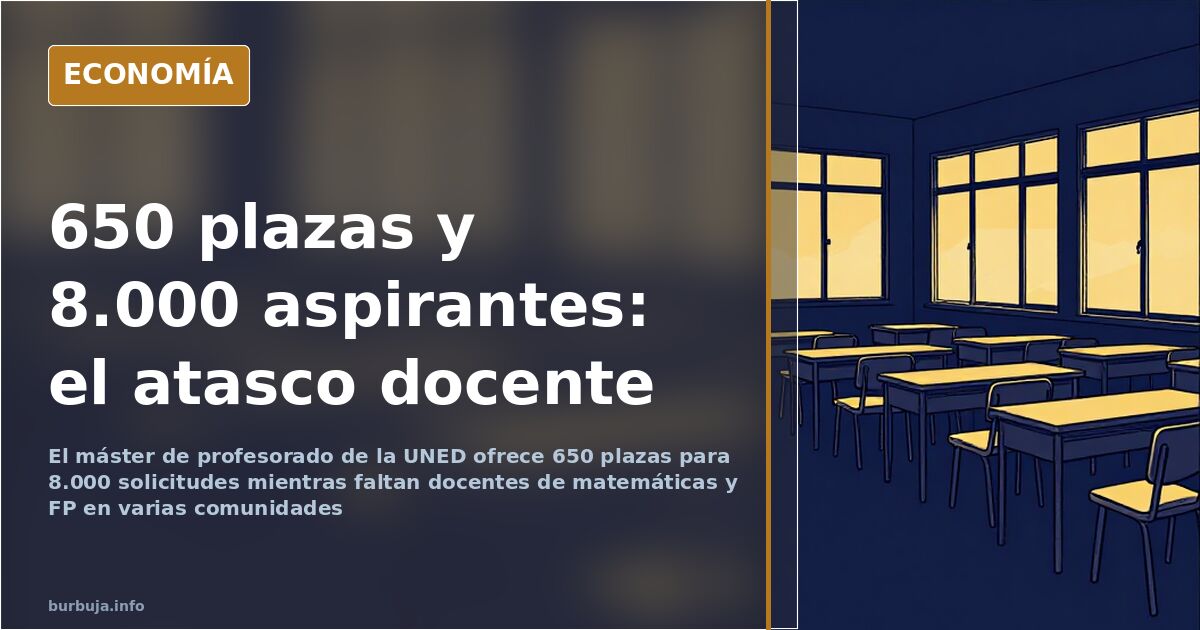 Aula de instituto con sillas vacías ante una pizarra, ilustración editorial sobre la escasez de maestros y profesores
