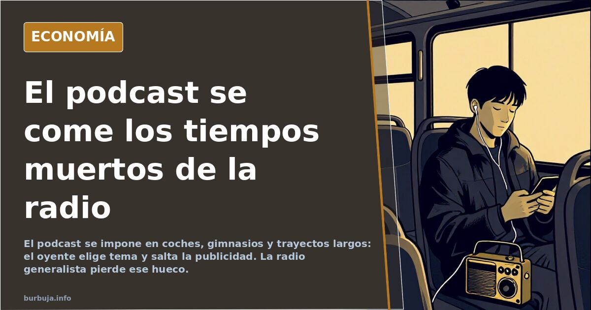 Persona con auriculares de conducción ósea escuchando un podcast mientras conduce