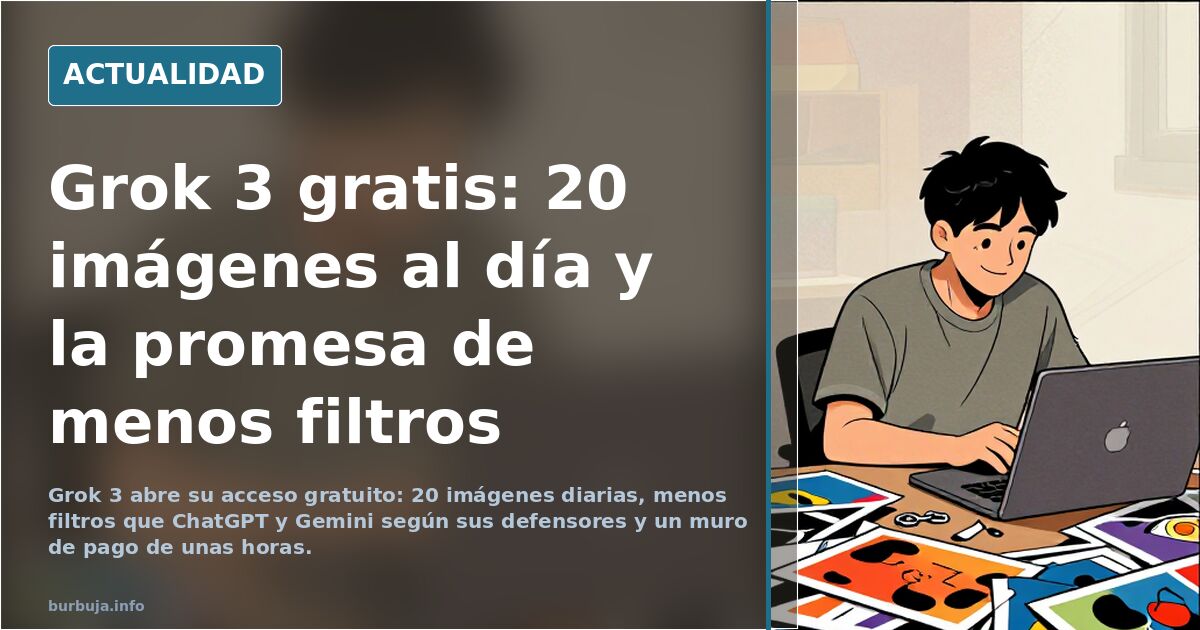 Interfaz de Grok 3 en pantalla con ventana de chat y generador de imágenes de la IA de Elon Musk