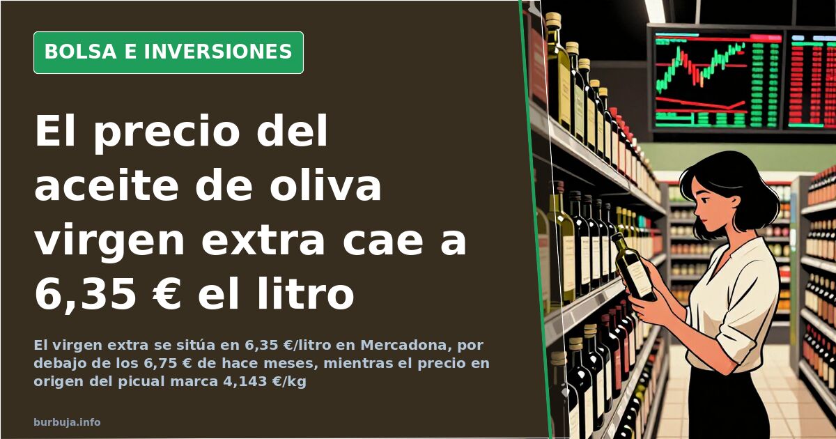 Extra virgin olive oil falls to €6.35 a litre at Mercadona