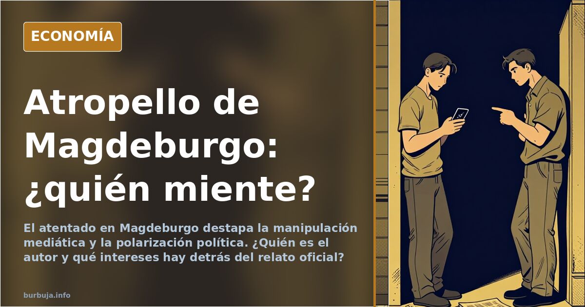 Ilustración editorial de un camión arrollando una multitud en un mercado navideño, con tonos oscuros y dorados, representando