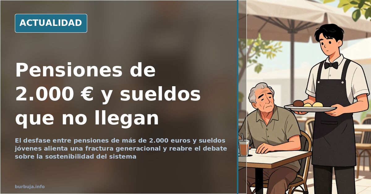 Generaciones de una familia sentadas a la misma mesa con gesto tenso, ilustrando la fractura generacional por las pensiones y