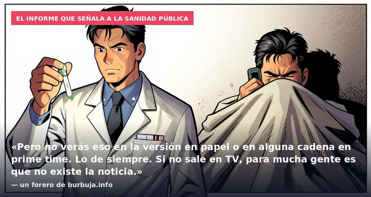 El informe que señala a la sanidad pública: «Pero no verás eso en la versión en papel o en alguna cadena en prime time. Lo de siempre. Si no sale en TV, para mucha gente es que no existe la noticia.» — un forero de burbuja.info