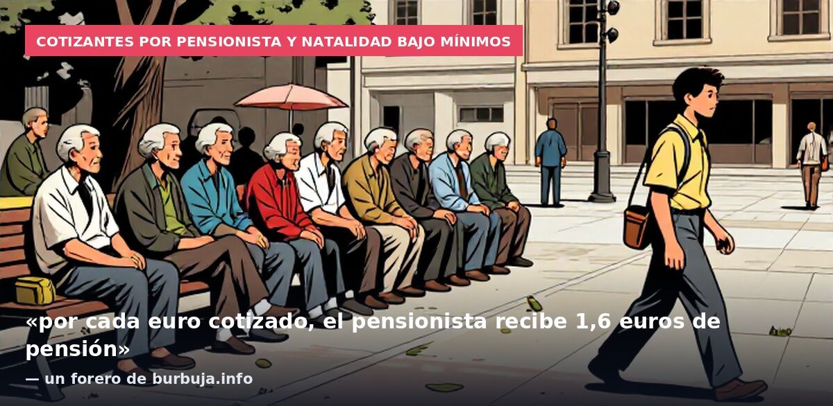 Cotizantes por pensionista y natalidad bajo mínimos: «por cada euro cotizado, el pensionista recibe 1,6 euros de pensión» — un forero de burbuja.info