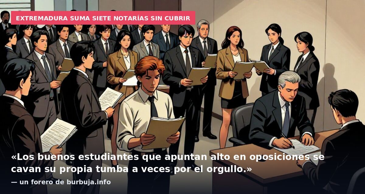 Extremadura suma siete notarías sin cubrir: «Los buenos estudiantes que apuntan alto en oposiciones se cavan su propia tumba a veces por el orgullo.» — un forero de burbuja.info