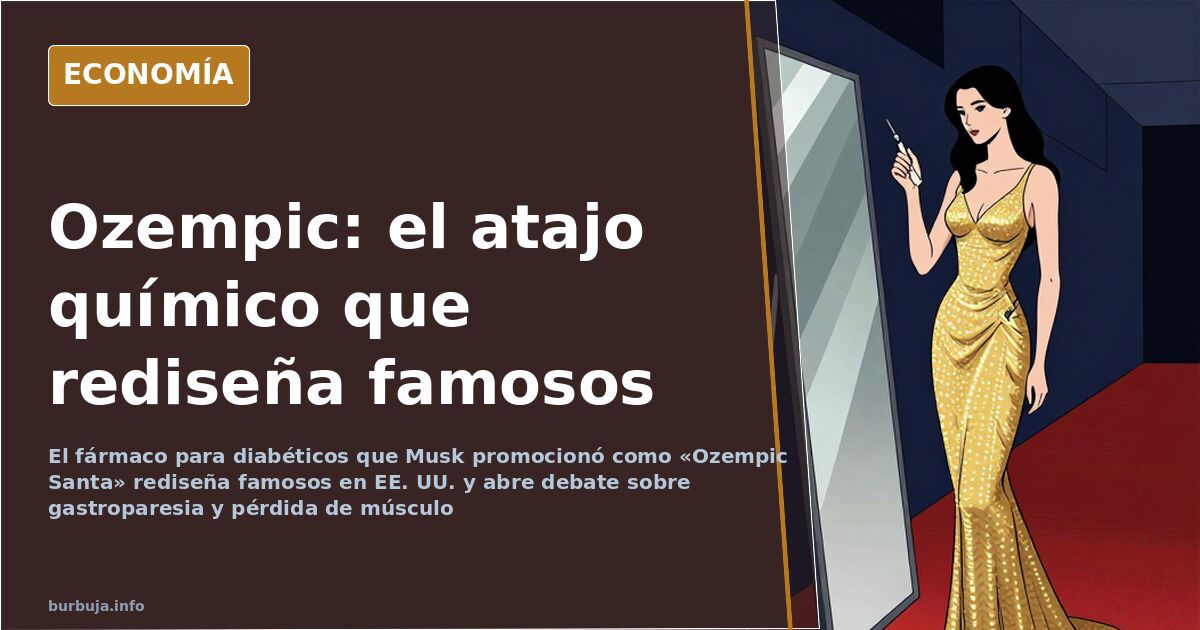 Ilustración editorial de una silueta femenina estilizada junto a una jeringuilla y una balanza, en tonos azul marino y dorado