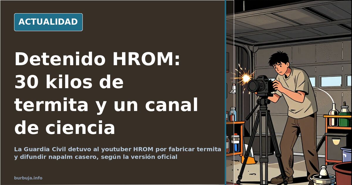 Imagen ilustrativa de material de laboratorio y polvos metálicos sobre una mesa de taller, relacionada con el caso del youtub