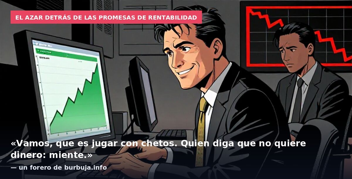 El azar detrás de las promesas de rentabilidad: «Vamos, que es jugar con chetos. Quien diga que no quiere dinero: miente.» — un forero de burbuja.info