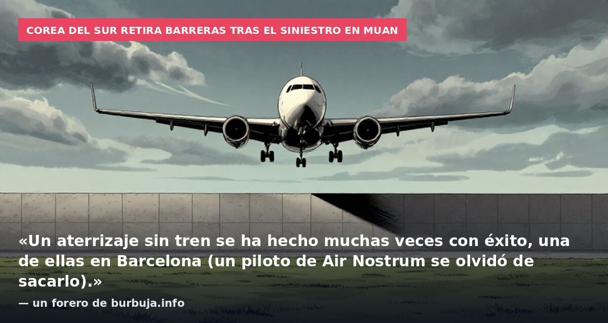 Corea del Sur retira barreras tras el siniestro en Muan: «Un aterrizaje sin tren se ha hecho muchas veces con éxito, una de ellas en Barcelona (un piloto de Air Nostrum se olvidó de sacarlo).» — un forero de burbuja.info