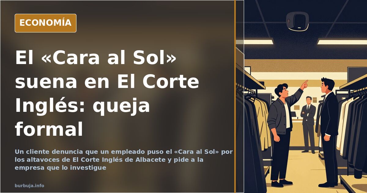 Megafonía de unos grandes almacenes y compradores en la planta de electrónica tras la queja por el Cara al Sol