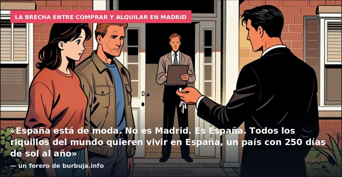 La brecha entre comprar y alquilar en Madrid: «España está de moda. No es Madrid. Es España. Todos los riquillos del mundo quieren vivir en España, un país con 250 días de sol al año» — un forero de burbuja.info
