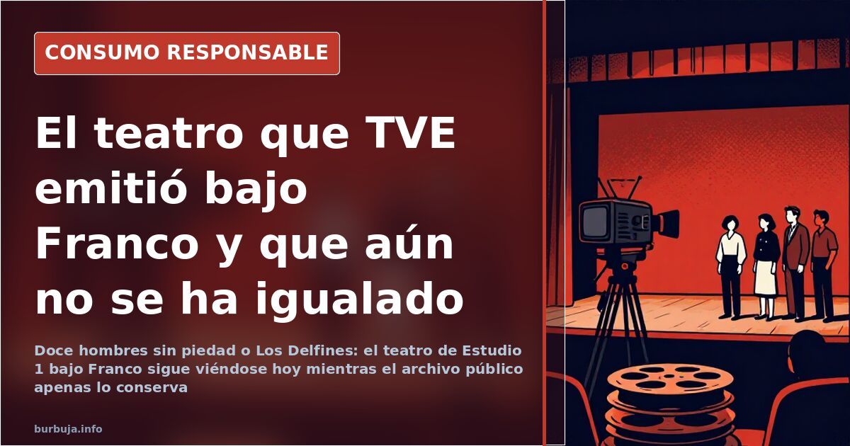 Fotograma en blanco y negro de una obra de teatro emitida por Estudio 1 de TVE con actores sobre un plató