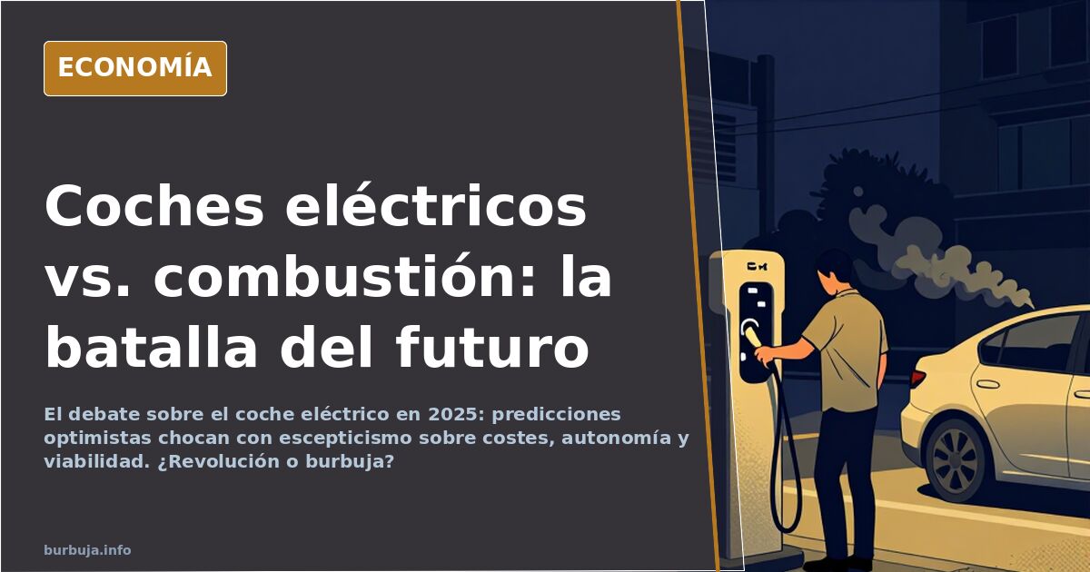 Ilustración de coches eléctricos e híbridos compitiendo contra coches de combustión, simbolizando el debate sobre el futuro d