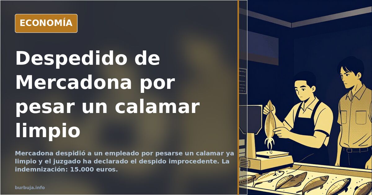 Báscula de pescadería de supermercado con un calamar ya limpio sobre el plato, símbolo del despido improcedente en Mercadona